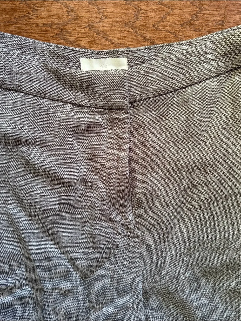H&M Gray Wide-Leg Linen Blend Pants Size 6